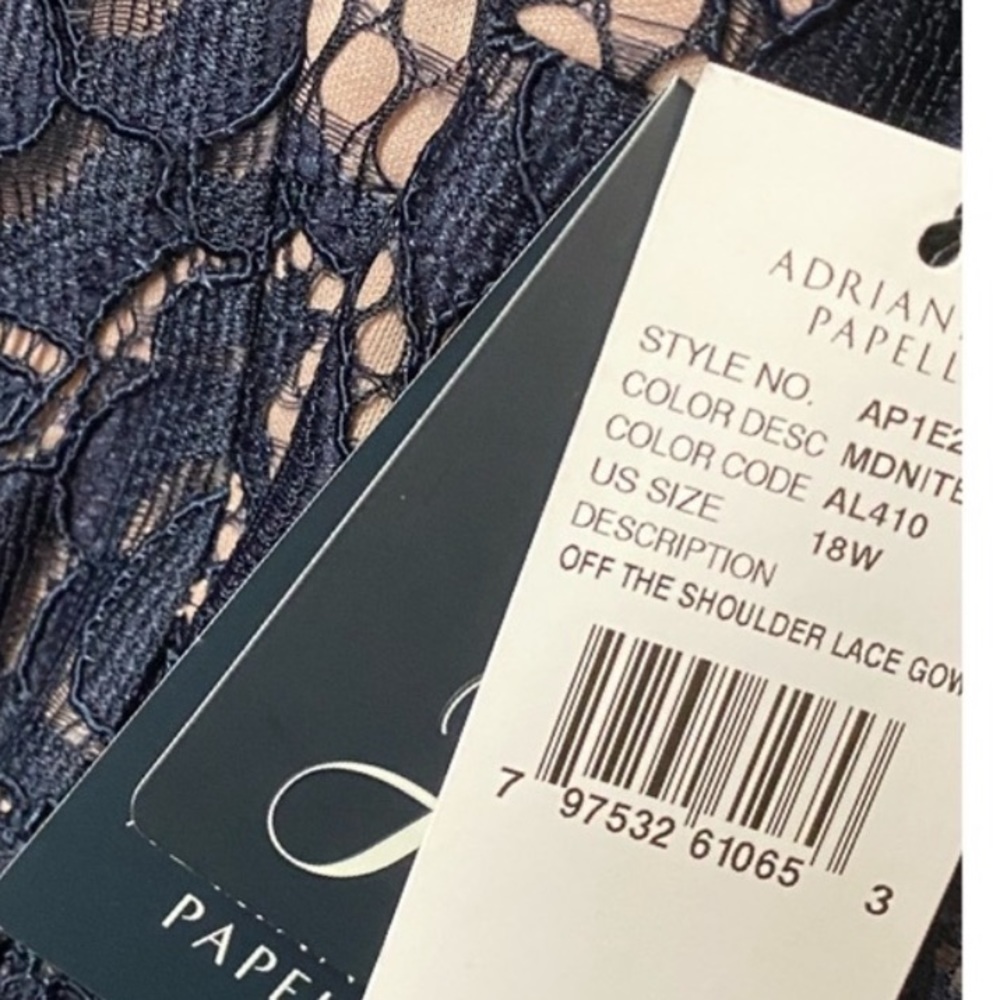 Adrianna-Papell off shoulder lace long Gown - Picture 11 of 11